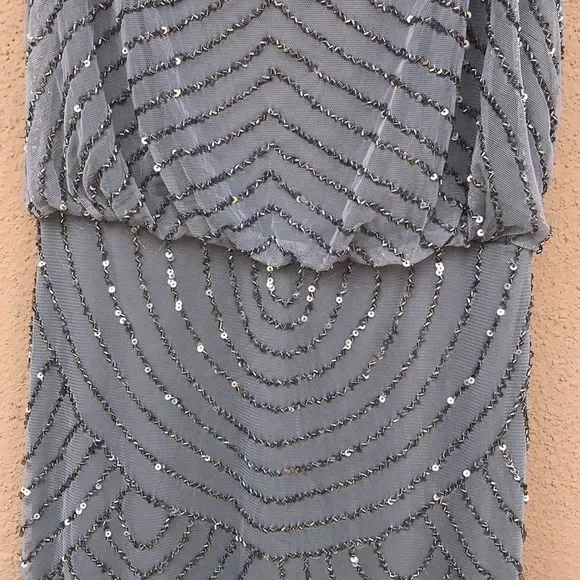 ADRIANNA PAPELL Sequin Mesh Blouson Dress - Picture 6 of 6